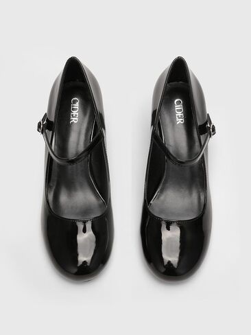 CIDER Patent Leather Chunky Heeled Mary Jane Shoes in Saudi Arabia