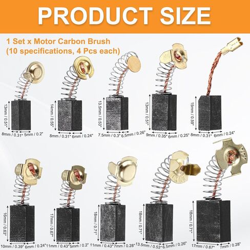MECCANIXITY CB411 Carbon Brushes Set Replaces 10 Sizes for Most Power Tools Electric Hammer Drill Motor Circular Saws Replacement Part in Saudi Arabia
