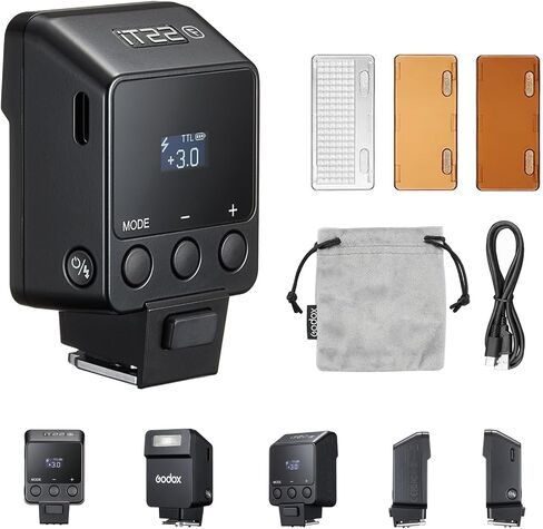 GODOX iT22F Mini Camera Flash with TTL Auto-Metering IT22F For Fuji TTL Camera Flash 1.5s Recycling 700 Flashes Built-in Lithium Battery with Magnetic Diffuser Filters Compatible For Fuji Camera Black in Saudi Arabia