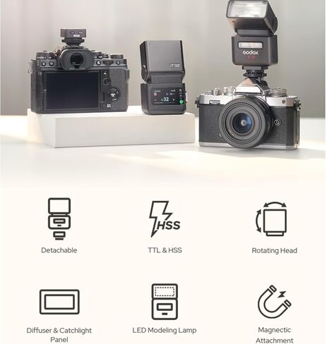 Godox IT32 TTL Camera Flash for Canon, Sony, Nikon, Fuji, Olympus Camera, Tochscreen Speedlight, 2.4G Wireless, GN18, Recycle Time 1.5s, Magnetic Interface, Off Camera Flash for Wedding, Portrait in Saudi Arabia