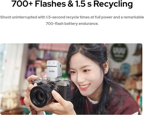 GODOX iT22F Mini Camera Flash with TTL Auto-Metering IT22F for Fuji TTL Flash 1.5s Recycling 700 Flashes Built-in Lithium Battery with Magnetic Diffuser Filters Compatible for Fuji Camera Sliver in Saudi Arabia