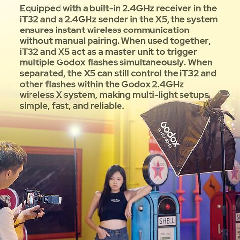 Godox IT32 TTL Flash+X5C for Canon Cameras, Tochscreen Speedlight, 2.4G Wireless, HSS, GN18, Recycle Time 1.5s, Magnetic Interface, LED Modeling Lamp, on/Off Camera Flash for Wedding, Portrait in Saudi Arabia