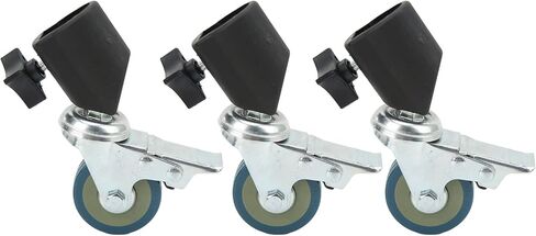 CHICIRIS Durable Iron and Plastic Light Stand Caster Wheel Set, 22mm Locking Wheel Set with Brake, 3-Piece for Photography Studio Video in Saudi Arabia