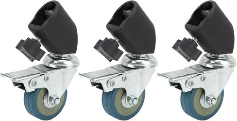 CHICIRIS Durable Iron and Plastic Light Stand Caster Wheel Set, 22mm Locking Wheel Set with Brake, 3-Piece for Photography Studio Video in Saudi Arabia