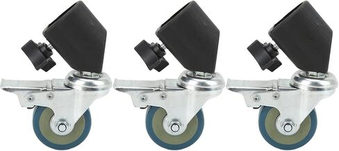 CHICIRIS Durable Iron and Plastic Light Stand Caster Wheel Set, 22mm Locking Wheel Set with Brake, 3-Piece for Photography Studio Video in Saudi Arabia
