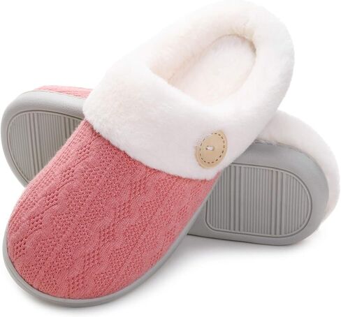 Women's Fuzzy House Slippers Comfy Bedroom Slippers Warm Memory Foam Lightweight House Shoes in Saudi Arabia