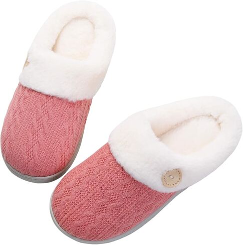 Women's Fuzzy House Slippers Comfy Bedroom Slippers Warm Memory Foam Lightweight House Shoes in Saudi Arabia