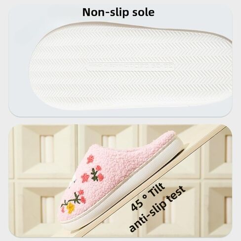 Women's Floral House Slippers Plush Memory Foam Indoor with Non-Slip Sole Camellia Daisy Fall Slippers in Saudi Arabia
