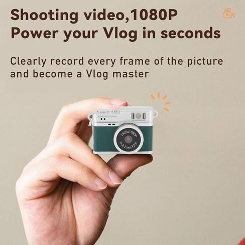 كاميرا EVGATSAUTO 1080P FHD الرجعية كاميرا رقمية صغيرة مع شاشة ملونة 0.96 بوصة و4 مرشحات لتسجيلات السفر وكاميرا سلسلة المفاتيح (أخضر) in Saudi Arabia