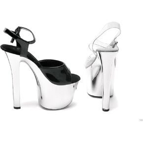 صندل نسائي من Ellie Shoes بكعب 7 بوصة من الكروم (أسود/فضي؛ 8) in Kuwait