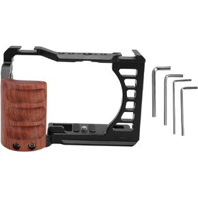 Camera Cage with Side Handle for ZV E1, Aluminum Alloy Full Cage with 1 / 4in & 3 / 8in Threaded Holes and Cold Shoe Mount - Secure Grip, Quick Release Base, for DSLR a (Black) in Kuwait