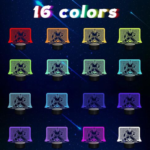 Ice Hockey Night Light, 3D LED Optical Illusion Lamp with Remote Control and Timer, Perfect Christmas and Birthday Gift Idea for Boys, Kids, and Teen in Kuwait