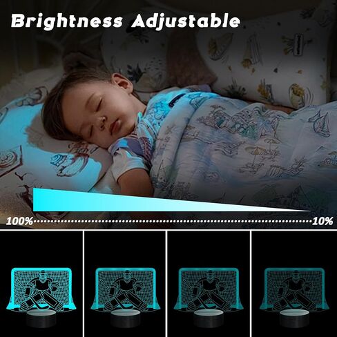 Ice Hockey Night Light, 3D LED Optical Illusion Lamp with Remote Control and Timer, Perfect Christmas and Birthday Gift Idea for Boys, Kids, and Teen in Kuwait