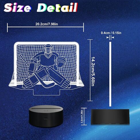 Ice Hockey Night Light, 3D LED Optical Illusion Lamp with Remote Control and Timer, Perfect Christmas and Birthday Gift Idea for Boys, Kids, and Teen in Kuwait