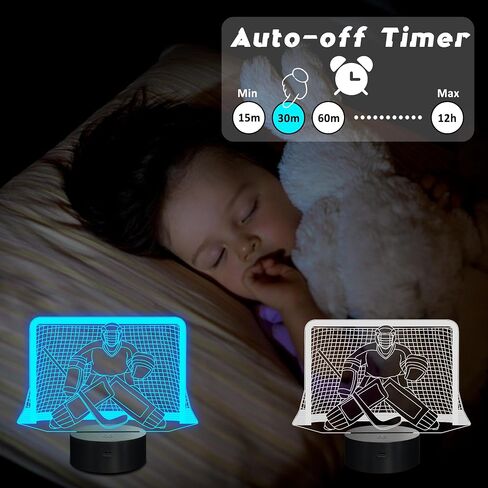 Ice Hockey Night Light, 3D LED Optical Illusion Lamp with Remote Control and Timer, Perfect Christmas and Birthday Gift Idea for Boys, Kids, and Teen in Kuwait