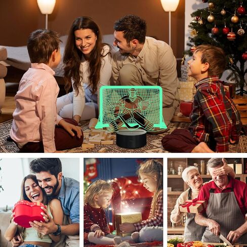 Ice Hockey Night Light, 3D LED Optical Illusion Lamp with Remote Control and Timer, Perfect Christmas and Birthday Gift Idea for Boys, Kids, and Teen in Kuwait