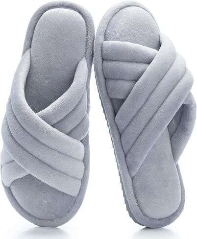 Cross Band Womens Slippers Indoor and Outdoor with Cozy Memory Foam Ladies House Slippers Shoes Slides Open Toe Cute Gifts for Women Her Mom Soft Slip On Slipper Black in Saudi Arabia