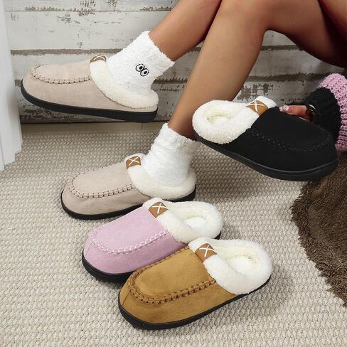 Women Slippers Memory Foam Fuzzy Slippers Warm Cozy House Shoes Indoor Outdoor Wear Winter in Saudi Arabia