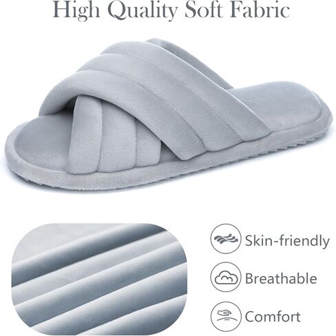 Cross Band Womens Slippers Indoor and Outdoor with Cozy Memory Foam Ladies House Slippers Shoes Slides Open Toe Cute Gifts for Women Her Mom Soft Slip On Slipper Black in Saudi Arabia
