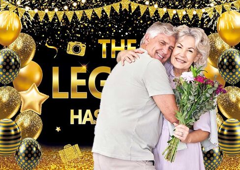 XCKALI The Legend Has Retired Backdrop Black Gold Happy Retirement Photography Background Farewell Retirement Party Decoration Photo Banner 7X5FT in Saudi Arabia