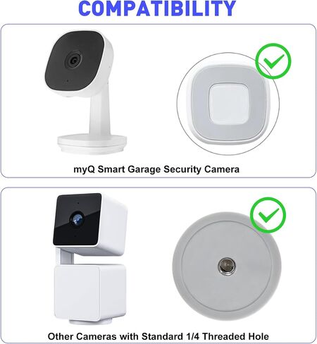 Metal Wall Mount for myQ Smart Garage Security Camera, No Drill Weatherproof Mounting Bracket with Two Easy Installation Ways, Flexible Positing Your Camera for Better View Angle, White (2 Pack) in Saudi Arabia