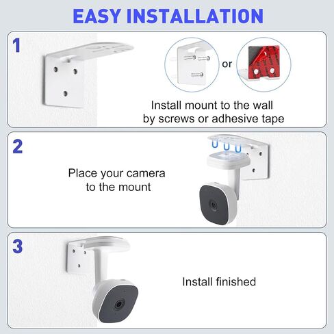 Metal Wall Mount for myQ Smart Garage Security Camera, No Drill Weatherproof Mounting Bracket with Two Easy Installation Ways, Flexible Positing Your Camera for Better View Angle, White (2 Pack) in Saudi Arabia