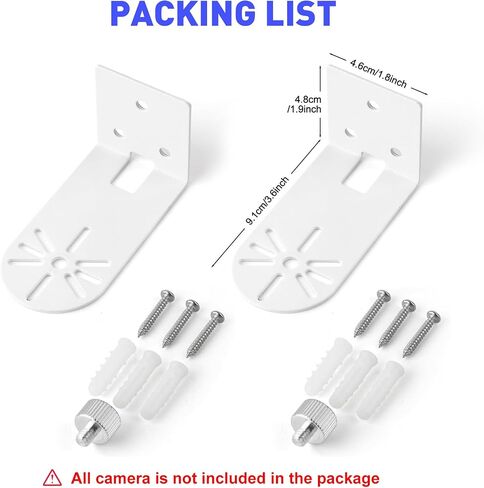 Metal Wall Mount for myQ Smart Garage Security Camera, No Drill Weatherproof Mounting Bracket with Two Easy Installation Ways, Flexible Positing Your Camera for Better View Angle, White (2 Pack) in Saudi Arabia