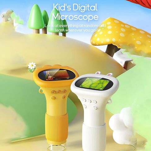 Lens Microscope Toy, 2" IPS Screen 1000x Handheld Digital Microscopes HD Portable Microscopes, Magnifier for Science Edu Fun, Mini Magnifier for Exploration (White) in Saudi Arabia