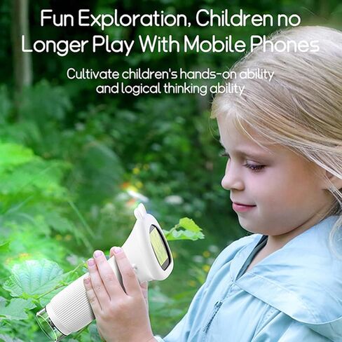 Lens Microscope Toy, 2" IPS Screen 1000x Handheld Digital Microscopes HD Portable Microscopes, Magnifier for Science Edu Fun, Mini Magnifier for Exploration (White) in Saudi Arabia
