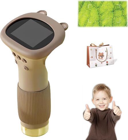 Lens Microscope Toy, 2" IPS Screen 1000x Handheld Digital Microscopes HD Portable Microscopes, Magnifier for Science Edu Fun, Mini Magnifier for Exploration (White) in Saudi Arabia