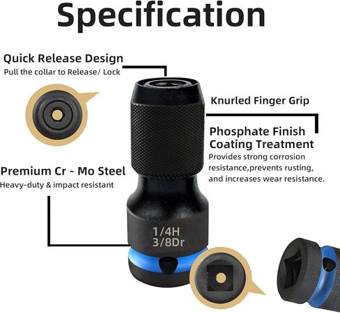 مجموعة محولات لقمة محرك الصدمات من Gerywolf 3 قطع، 1/2، 3/8، و1/4 بوصة محرك أنثى إلى محولات مقبس سداسية 1/4 بوصة، محول مفتاح ربط الصدمات لمحركات مفتاح السقاطة، ظرف لقمة التأثير، ظرف سريع التغيير in Kuwait