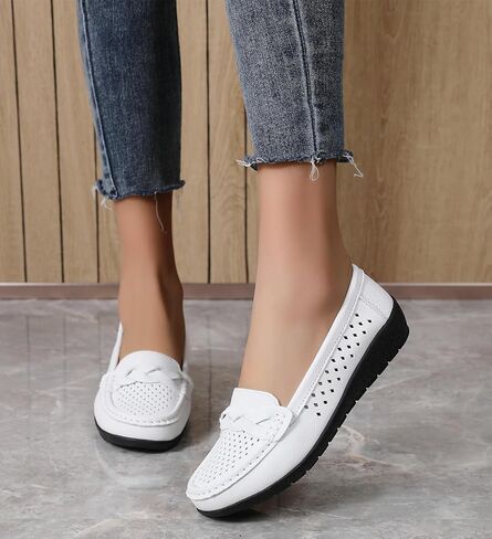 Loafers for Women Business Casual Shoes Comfortable Lightweight Penny Loafers Slip On Work Flats Driving Moccasins Boat Shoes in Saudi Arabia