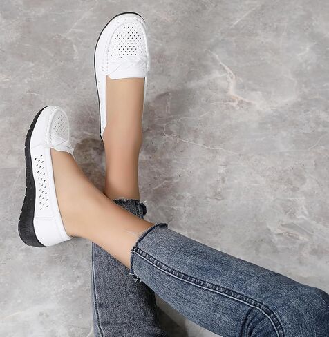 Loafers for Women Business Casual Shoes Comfortable Lightweight Penny Loafers Slip On Work Flats Driving Moccasins Boat Shoes in Saudi Arabia