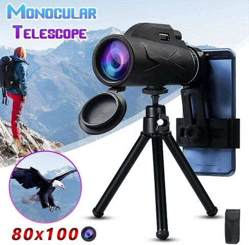 Telescopes for Adults Astronomy, High Power Monocular Telescope Hd 80X100 Photograph Camera Hiking Camping Optical Lens Outdoor Adjustable Clip Zoom Type1 in Saudi Arabia