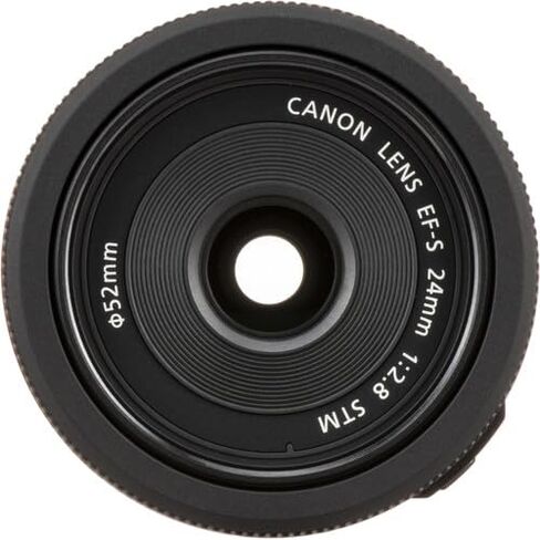 عدسة كانون EF-S 24 ملم f/2.8 STM | برايم صغير الحجم ذو زاوية واسعة مع فتحة f/2.8 ساطعة وتركيز تلقائي سلس | للتصوير الفوتوغرافي أثناء السفر والشوارع واليومي (9522B002) + محول EF-EOS R + حقيبة + بطاقة سعة 64 جيجابايت in Kuwait