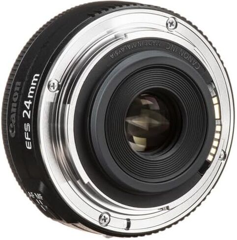 عدسة كانون EF-S 24 ملم f/2.8 STM | برايم صغير الحجم ذو زاوية واسعة مع فتحة f/2.8 ساطعة وتركيز تلقائي سلس | للتصوير الفوتوغرافي أثناء السفر والشوارع واليومي (9522B002) + محول EF-EOS R + حقيبة + بطاقة سعة 64 جيجابايت in Kuwait