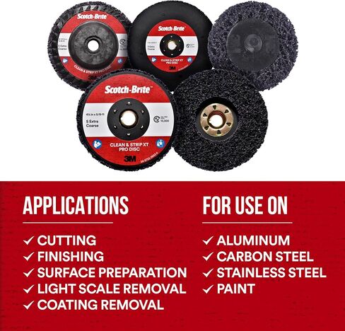 قرص 3M Scotch-Brite Clean and Strip XT Pro، XO-DC، SiC إضافي خشن، T27، 5 بوصة × 5/8 بوصة - 11، عبوة من 10 قطع، كربيد السيليكون يقطع بقوة ويترك لمسة نهائية رائعة، يقاوم التحميل، أرجواني in Saudi Arabia