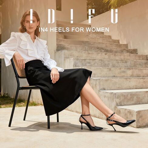 IDIFU Slingback Heels for Women Pumps Closed Toe High Stiletto Heels Pointed Toe Ankle Strap Dress Shoes Wedding Prom Bridal Party Work Fashion Sexy Comfortable Pumps in Saudi Arabia