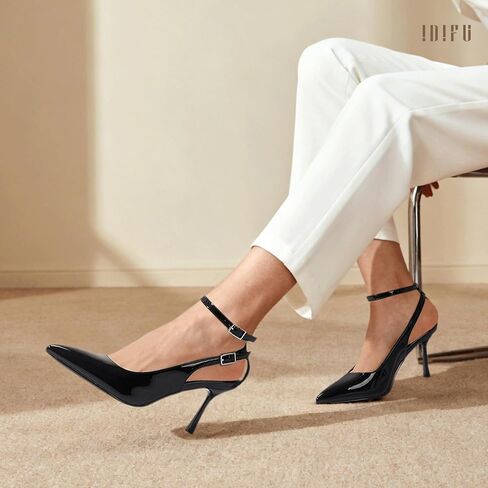 IDIFU Slingback Heels for Women Pumps Closed Toe High Stiletto Heels Pointed Toe Ankle Strap Dress Shoes Wedding Prom Bridal Party Work Fashion Sexy Comfortable Pumps in Saudi Arabia