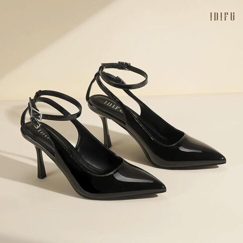 IDIFU Slingback Heels for Women Pumps Closed Toe High Stiletto Heels Pointed Toe Ankle Strap Dress Shoes Wedding Prom Bridal Party Work Fashion Sexy Comfortable Pumps in Saudi Arabia