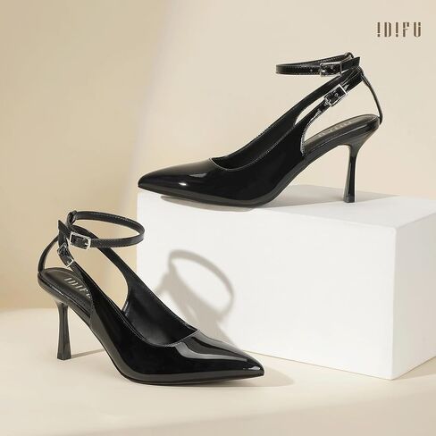 IDIFU Slingback Heels for Women Pumps Closed Toe High Stiletto Heels Pointed Toe Ankle Strap Dress Shoes Wedding Prom Bridal Party Work Fashion Sexy Comfortable Pumps in Saudi Arabia