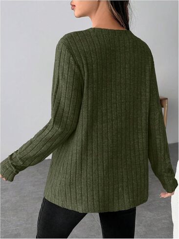 Women's Maternity Clothes Ribbed Knit T Shirts Long Sleeve Crew Neck T-Shirts in Saudi Arabia