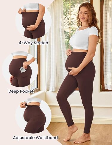 Women's 2 Pack Maternity Leggings with Pockets Over The Belly Maternity Yoga Pants Workout Pregnancy Leggings in Saudi Arabia