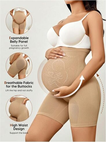 OYOANGLE Women's Maternity High Waisted Butt Lifting Short Leggings Tummy Control Workout Yoga Shapewear Shorts in Saudi Arabia