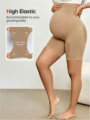 OYOANGLE Women's Maternity High Waisted Butt Lifting Short Leggings Tummy Control Workout Yoga Shapewear Shorts in Saudi Arabia