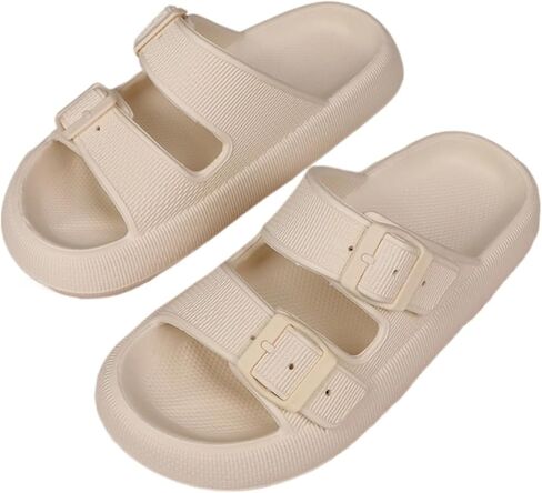 Cloud Pillow Slides for Women Double Buckle Adjustable Sandals Non-Slip Slippers Indoor & Outdoor in Saudi Arabia