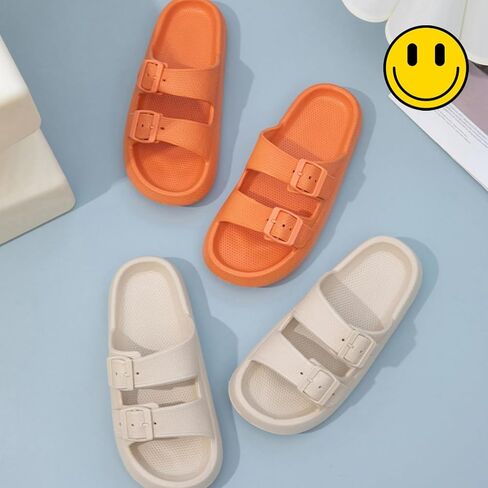 Cloud Pillow Slides for Women Double Buckle Adjustable Sandals Non-Slip Slippers Indoor & Outdoor in Saudi Arabia