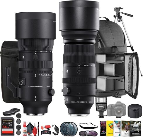 Sigma 150-600mm f/5-6.3 DG DN OS Sports (747965) وعدسة Sigma 70-200mm f/2.8 (591965) لمجموعة Sony E Mount Bundle مثالية للصور الاحترافية وحفلات الزفاف في الأماكن المغلقة/الخارجية واستخدام المغامرات + الملحقات in Kuwait