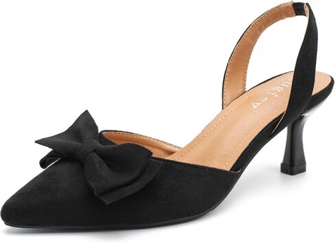 المرأة القوس Slingback الكعوب هريرة مضخات الانزلاق على مغلقة Pinted تو الكعب المنخفض D'Orsay فستان مريح أنيق أحذية حفلات الزفاف in Kuwait