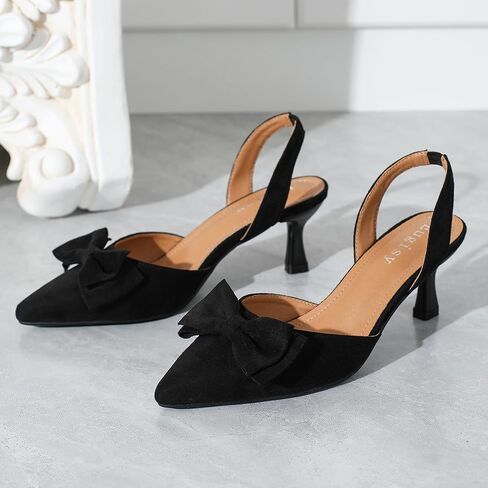 المرأة القوس Slingback الكعوب هريرة مضخات الانزلاق على مغلقة Pinted تو الكعب المنخفض D'Orsay فستان مريح أنيق أحذية حفلات الزفاف in Kuwait